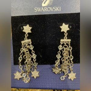 Swarovski Women's Silver Chain Dangle Star Earrings